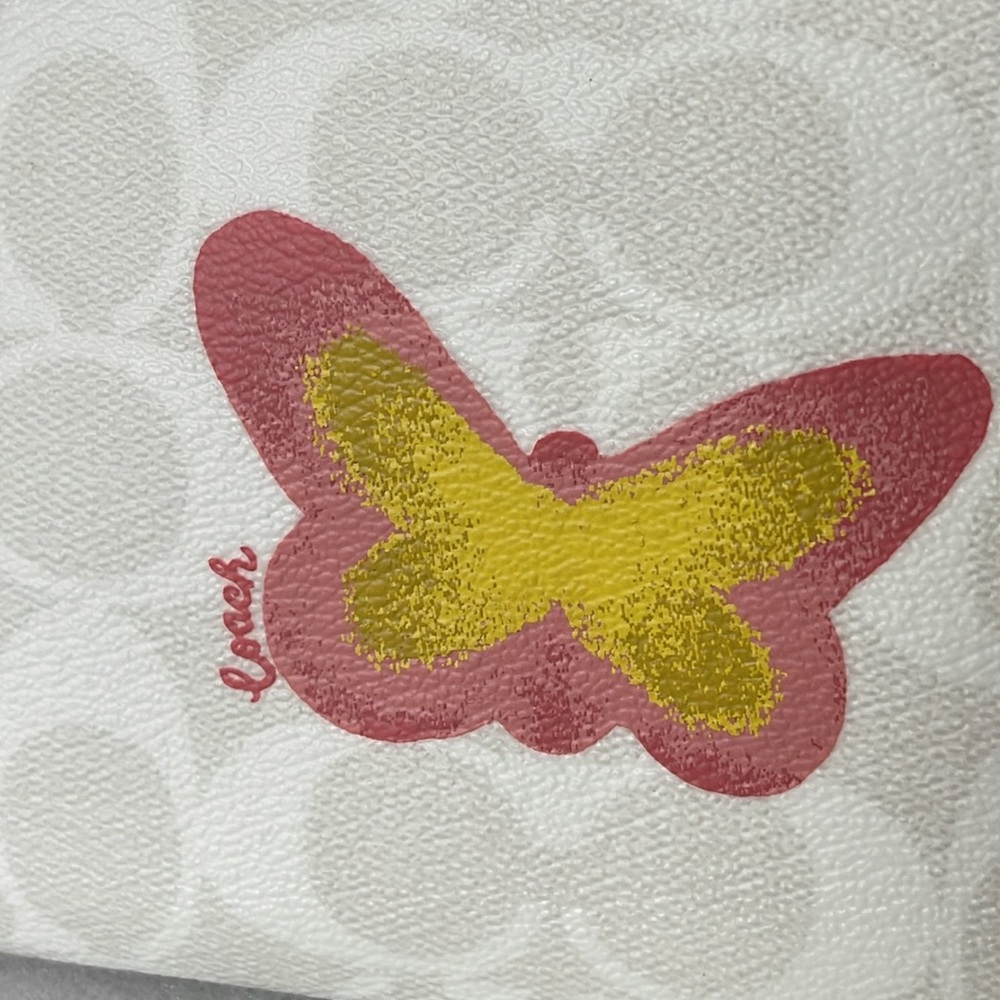 Coach Butterfly Corner Zip Signature Canvas Wristlet Gem